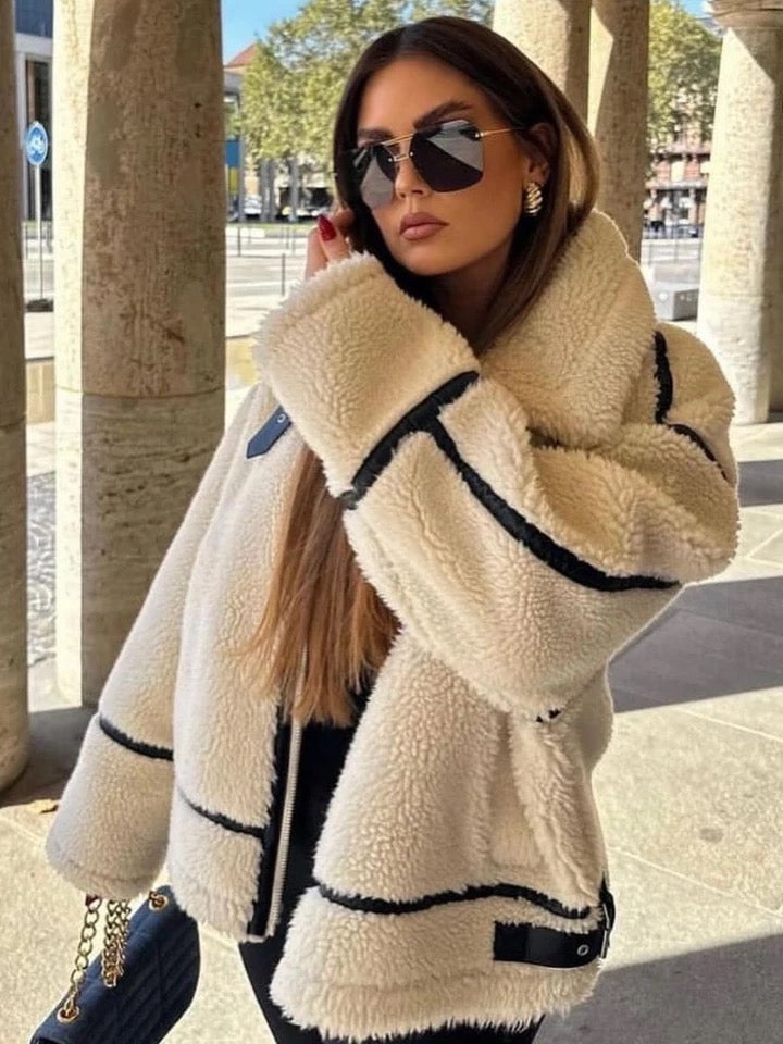 Elke Warm Langärmelig Pelz Jacke Mit Reissverschluss