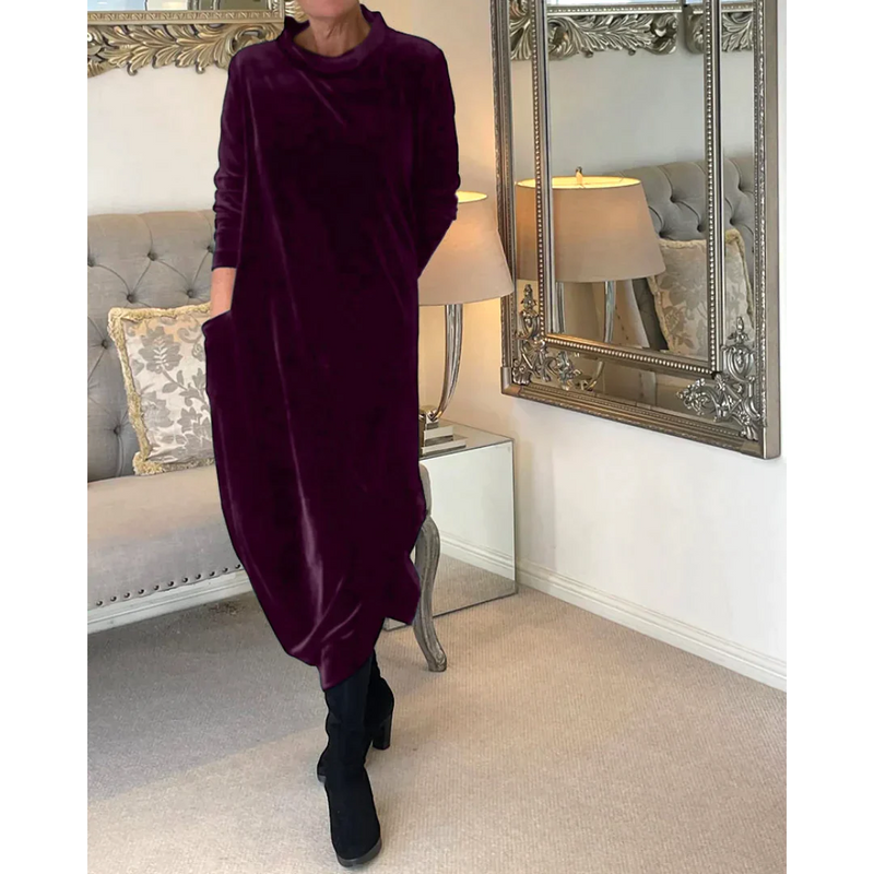 Nora – Oversize-Langarmkleid mit praktischen Seitentaschen