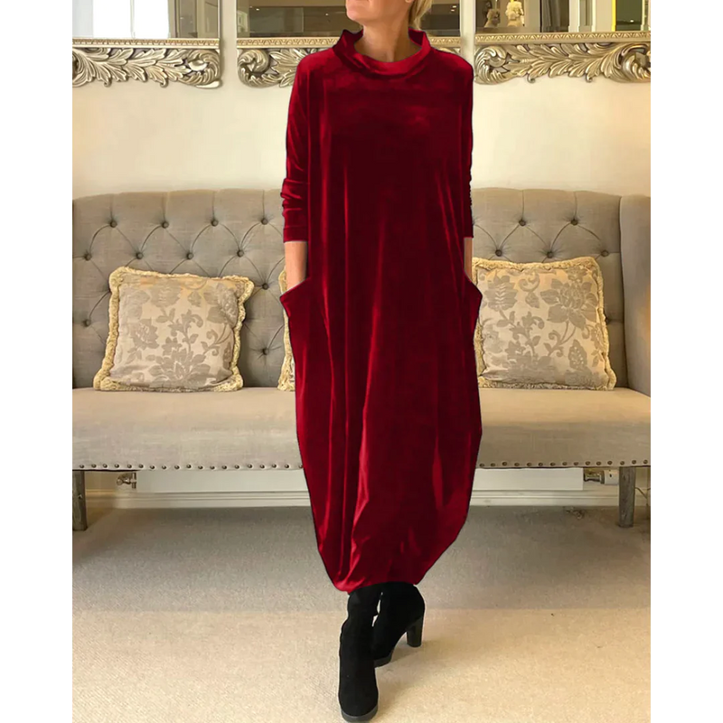 Nora – Oversize-Langarmkleid mit praktischen Seitentaschen