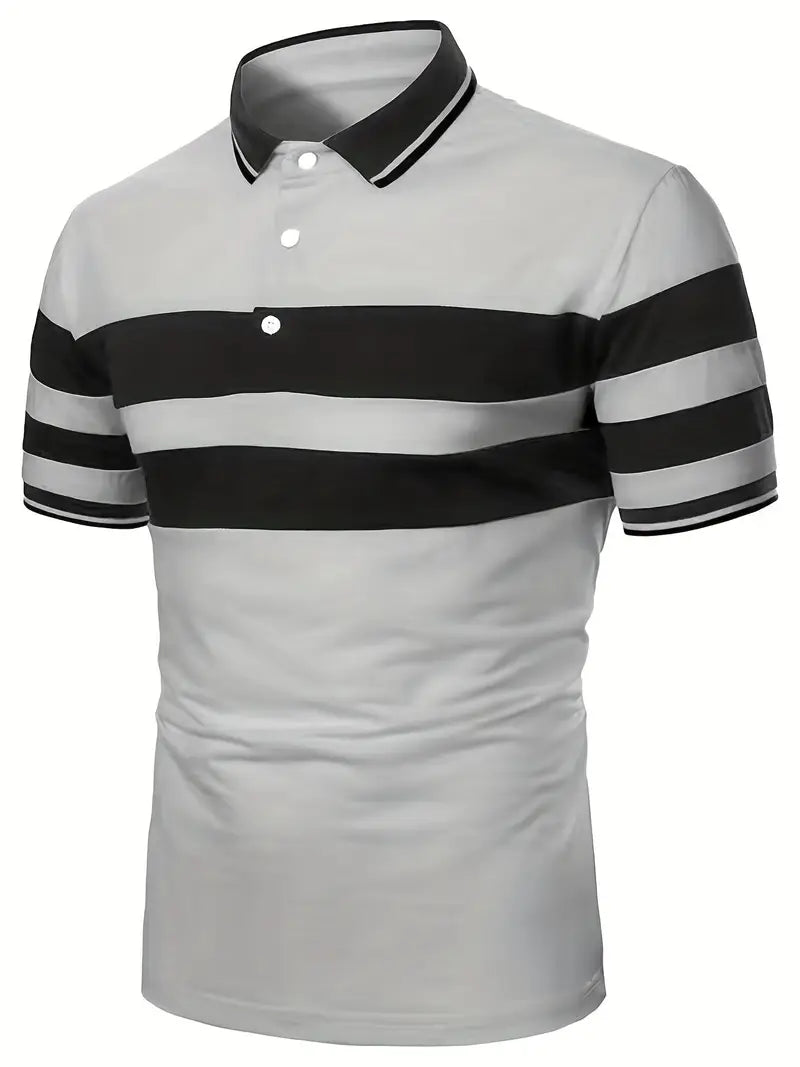 Ethan - Klassisches Polohemd mit kurzen Ärmeln und kräftigen Streifen
