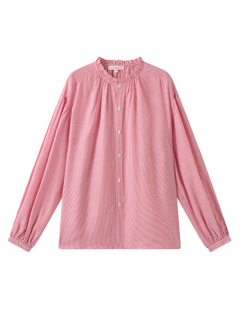 Sophie – Lässige Bluse mit Rüschenausschnitt und Knopfleiste vorne