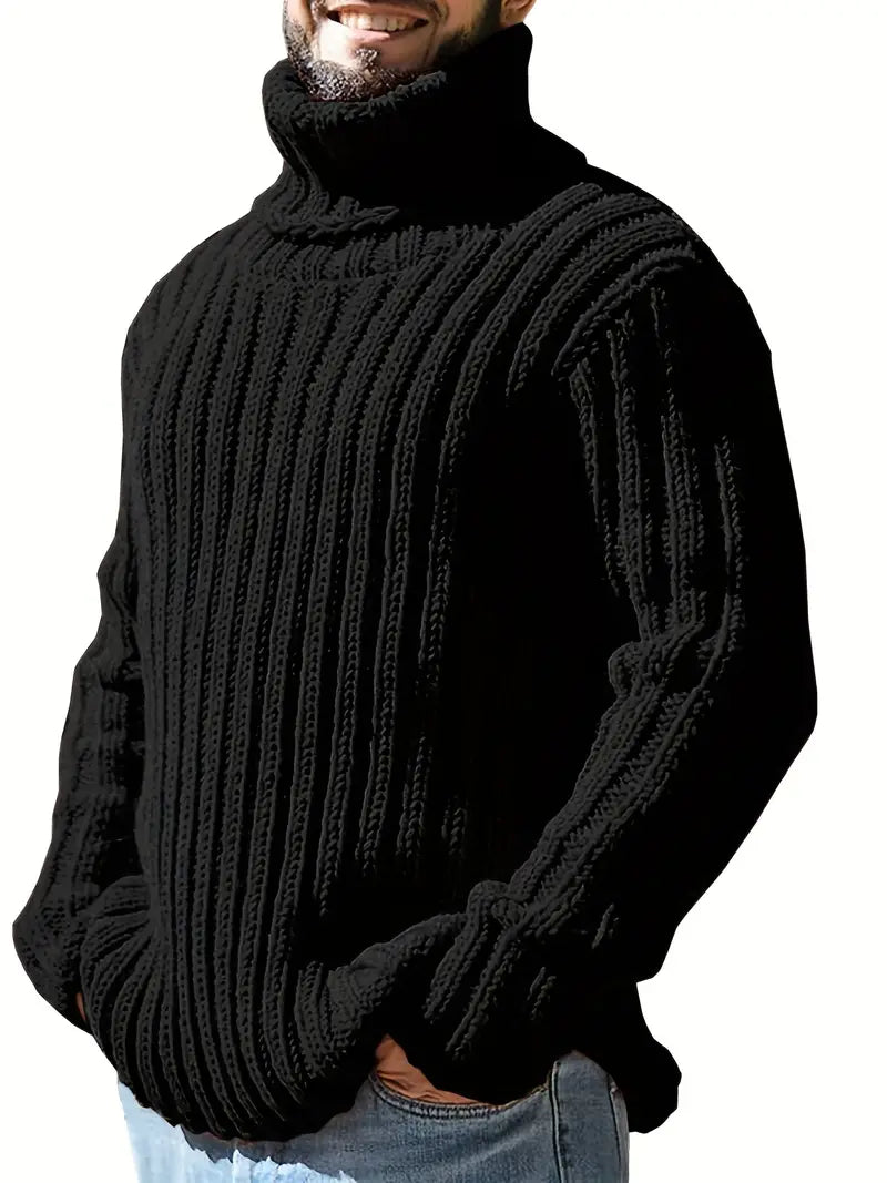 Henry - Langärmeliger Dickes Stricken Rollkragenpullover