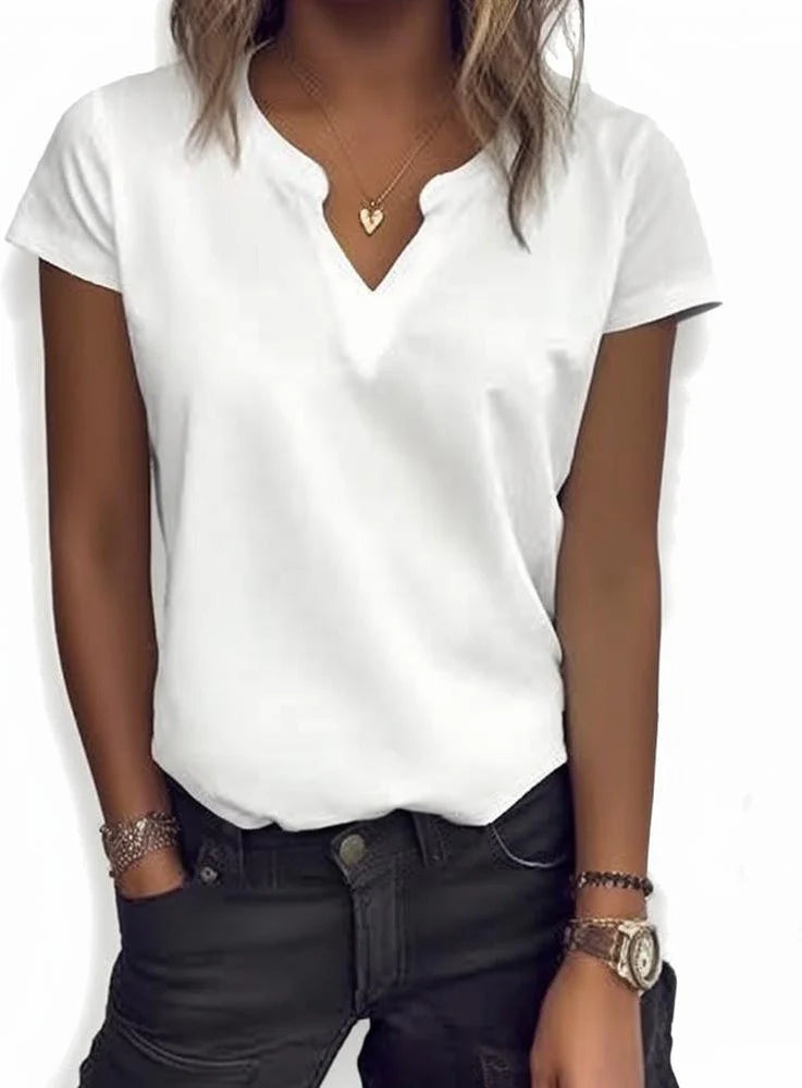 Lily – Klassisches Kurzarm Top Mit V Ausschnitt