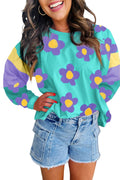 Maya – Modernes Langarmshirt mit floralen Akzenten und Blockdesign