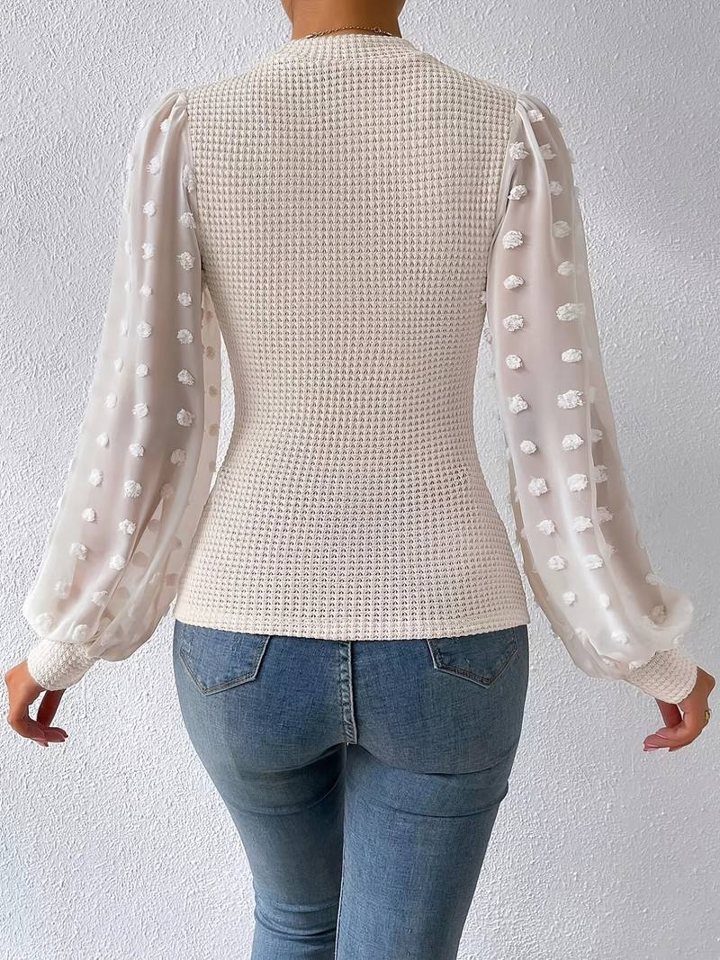 Alicia - Lässiger Rundhals Pullover mit Puffärmeln