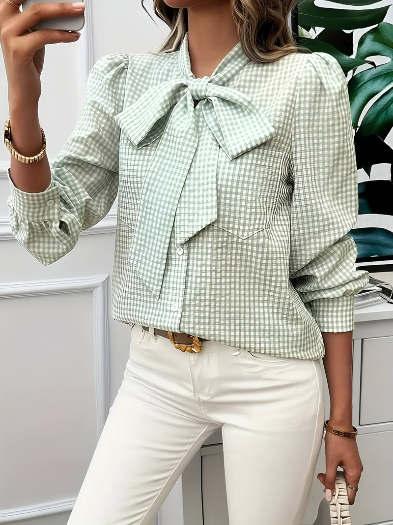 Elise – Klassische Bluse mit stylischer Schleife und Puffärmel-Detail