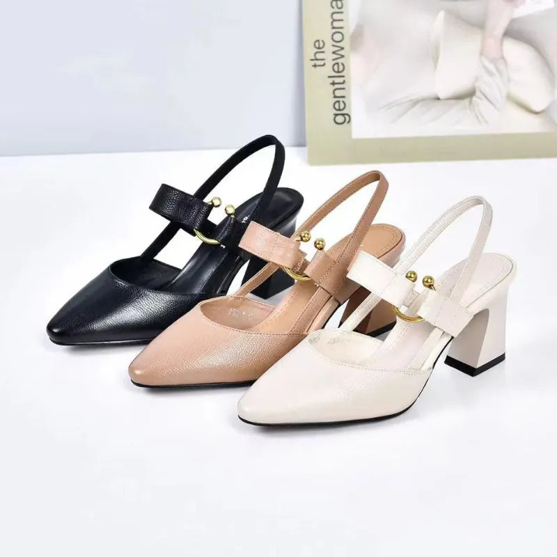 Silvana – Bequeme Schuhe mit spitzer Spitze Absatz Schnallen und rutschfester
