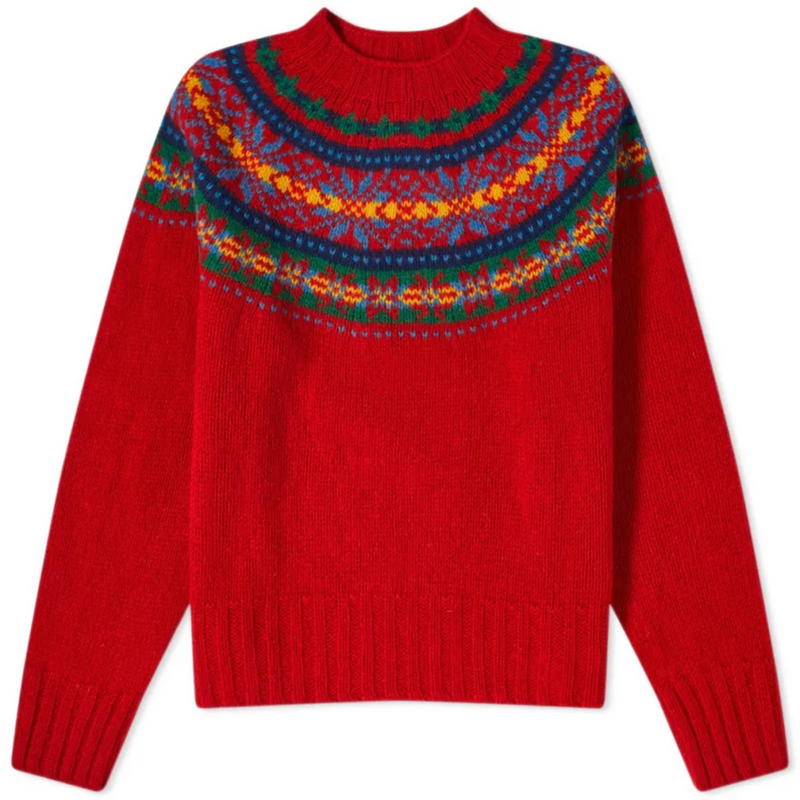 Clara - Gemütlich gedruckt Langärmelig Rundhalsausschnitt Strickpullover