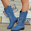 Laura - Gesticktes Gestaltung Mittlere Wade Stiefel mit rutschfester Sohle