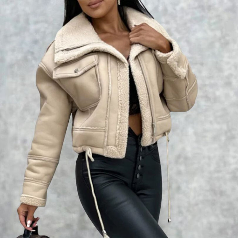 Mila - Warm Langärmelig Jacke Mit Taschen
