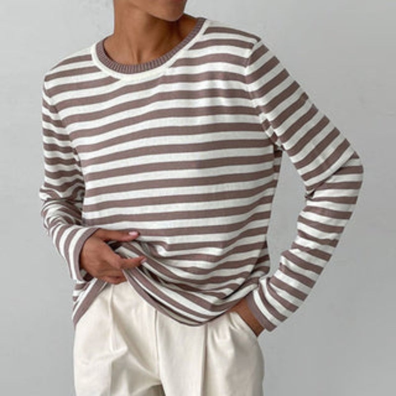 Cornelia – Eleganter Streifenpullover mit Rundhalsausschnitt und langen Ärmeln