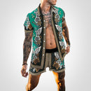 Adrian – Zweiteiliges Satz mit bedrucktem Kurzarmhemd und passenden Kurze Hosen