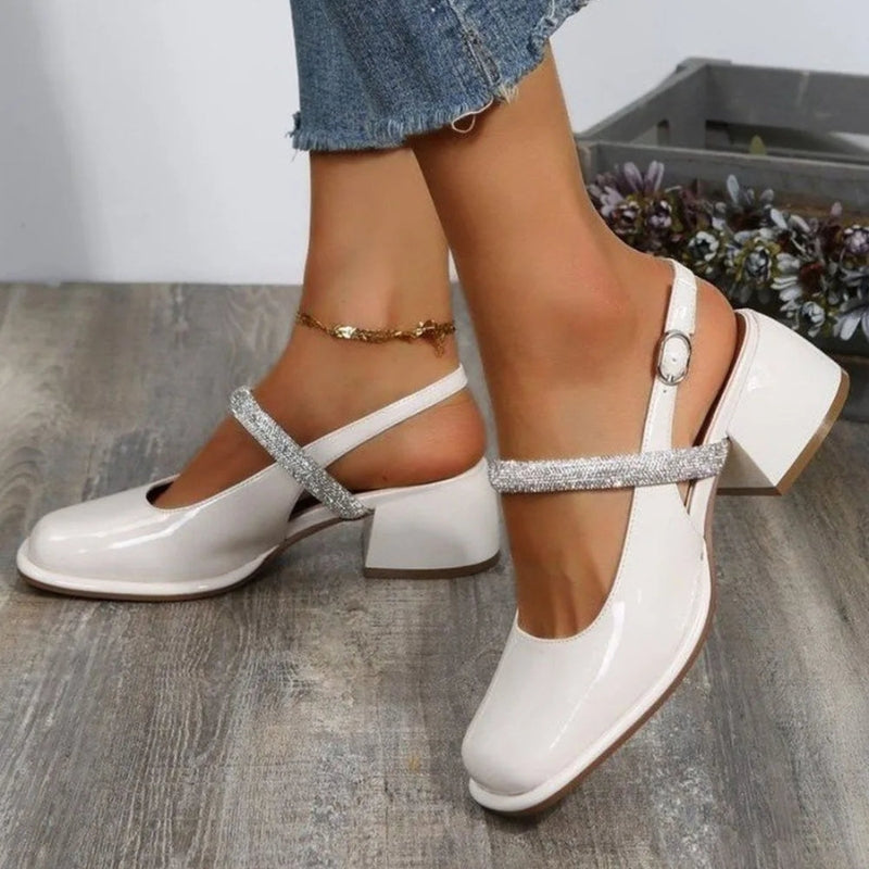 Elena – Trendige Slingback Sandalen mit quadratischer Zehenpartie und Blockabsatz