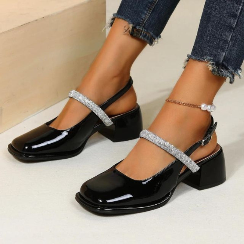 Elena – Trendige Slingback Sandalen mit quadratischer Zehenpartie und Blockabsatz