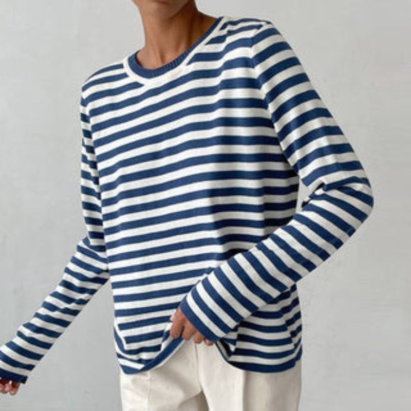 Cornelia – Eleganter Streifenpullover mit Rundhalsausschnitt und langen Ärmeln