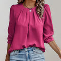 Franka - Elegante locker sitzende Bluse mit Rundhalsausschnitt und langen Ärmeln