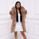 Freya - Langärmeliger Kunstpelz Kapuze Puffermantel