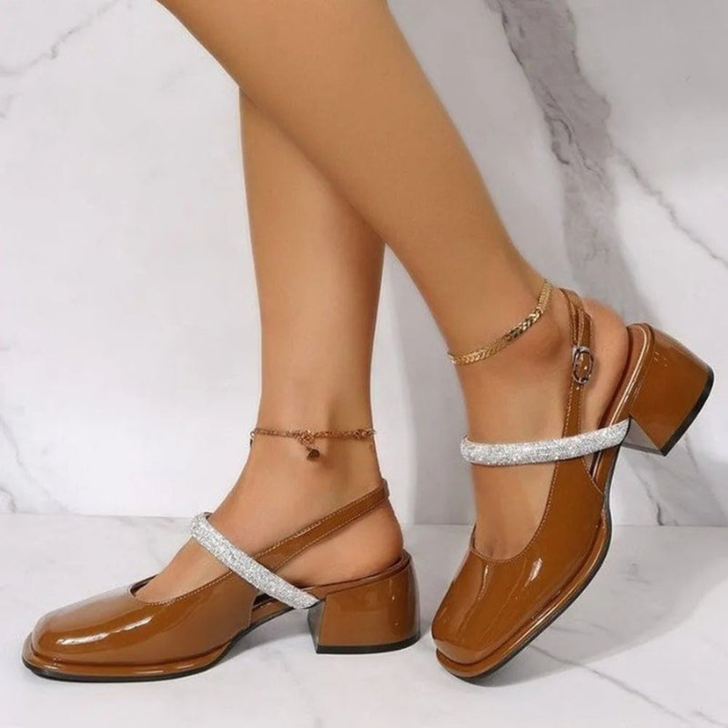 Elena – Trendige Slingback Sandalen mit quadratischer Zehenpartie und Blockabsatz