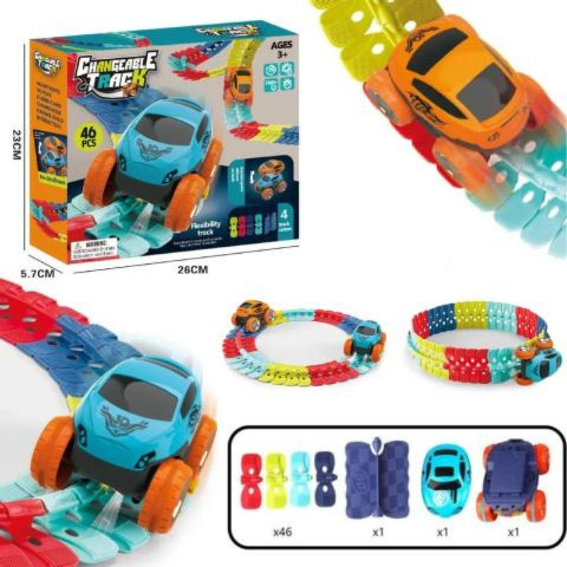 VantaRush – Flexibles LED Rennstrecken Set mit veränderbarem Layout und leuchtendem Auto