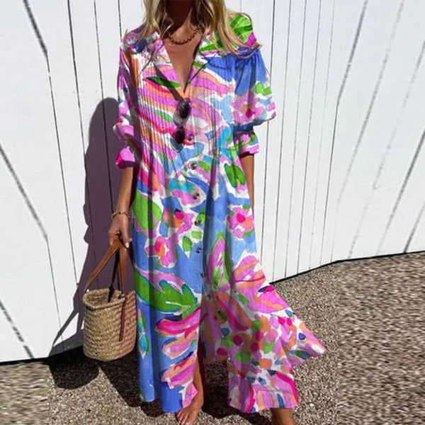 Eva –  Stilvolles Maxikleid Mit Blumenmuster