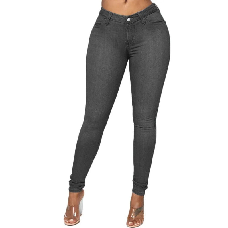Frieda – Lässige Hohe Taille Schlanke Passform Knöchellange Hose mit Knopfta