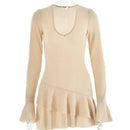 Zinnia – Anmutiges Glitzer-Midikleid mit V-Ausschnitt und langen Ärmeln