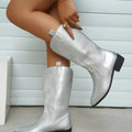 Laura - Gesticktes Gestaltung Mittlere Wade Stiefel mit rutschfester Sohle