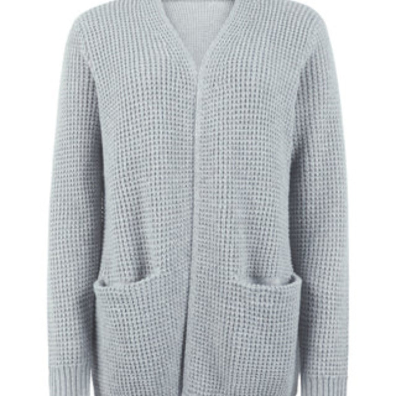 Silke – Vorne offener Langarm Strickjacke mit Taschen und lockerer Passform