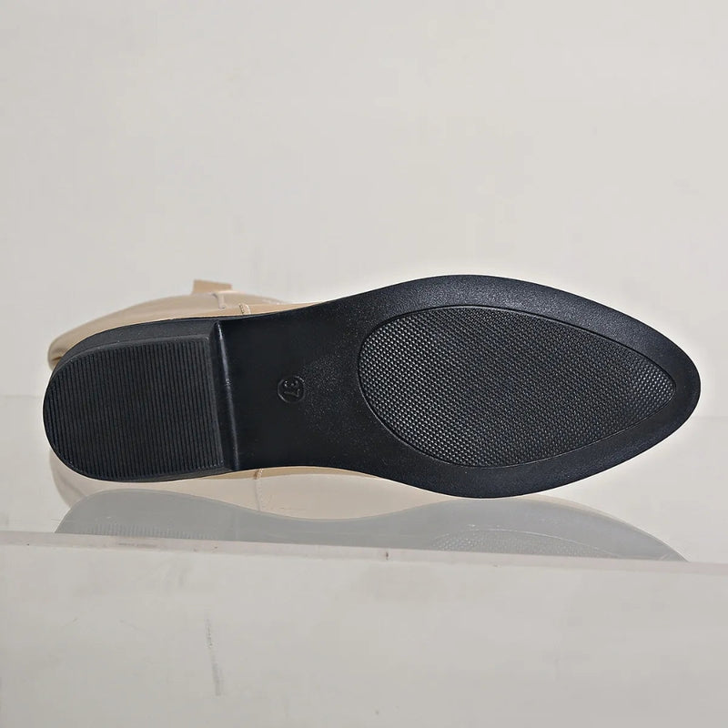 Laura - Gesticktes Gestaltung Mittlere Wade Stiefel mit rutschfester Sohle