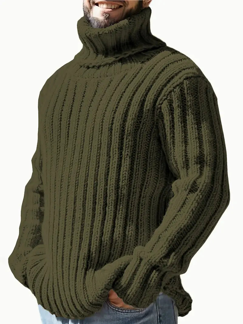 Henry - Langärmeliger Dickes Stricken Rollkragenpullover