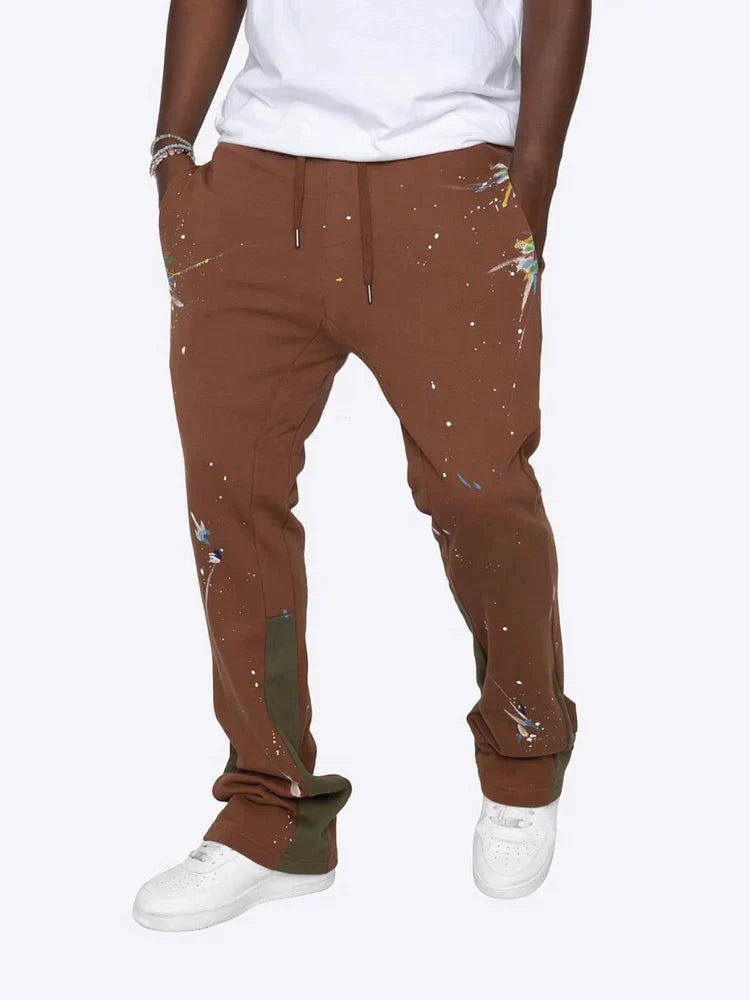 Felix – Bedruckte Hose mit entspannter Passform Kordelzug in der Taille und Seitentaschen