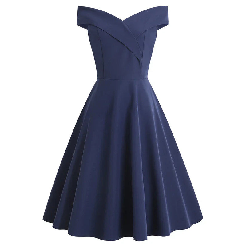 Selina – Modisches Schulterfrei Midikleid für einen eleganten Look