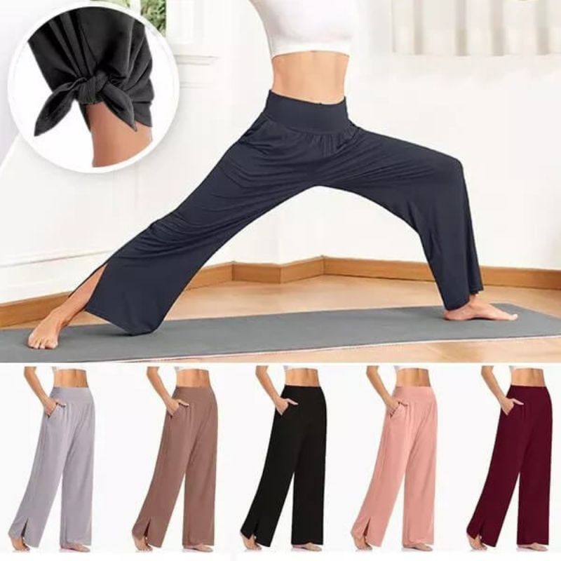 Eliana – Stylische Yogahose mit hohem Bund Seitentaschen und weitem Beinschnitt