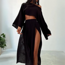 Zoe - Rundhalsausschnitt Crop Top Hohe Taille Teilen Rock zweiteiliges Setz