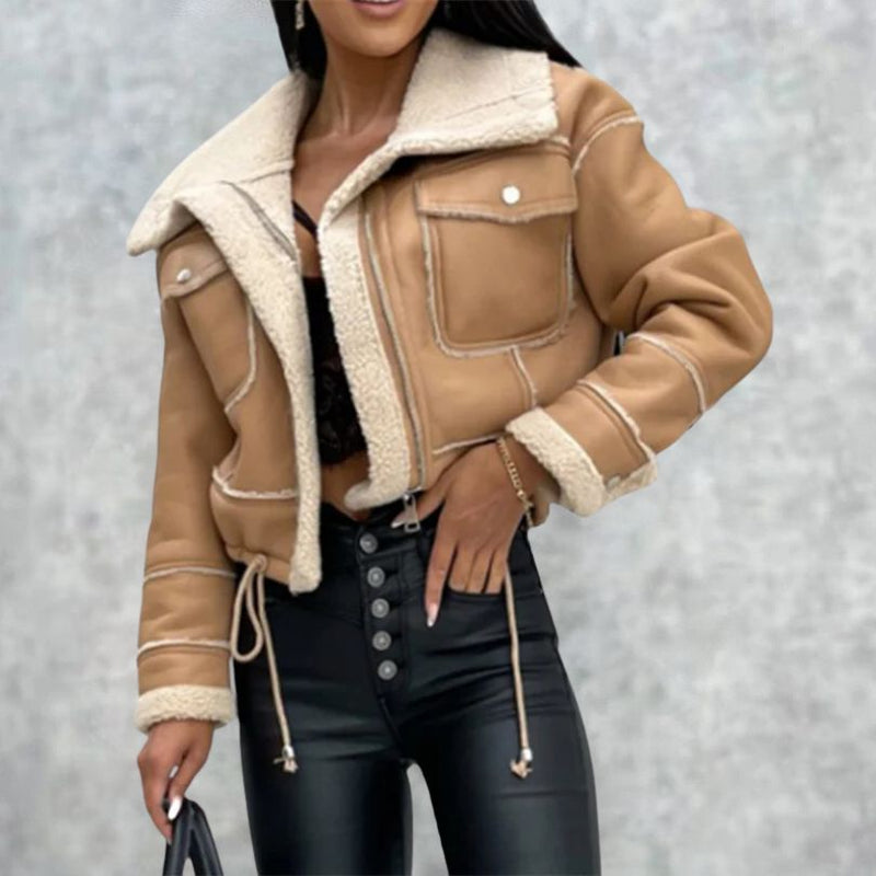Mila - Warm Langärmelig Jacke Mit Taschen