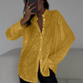 Elena - Langärmliges Paillettenhemd mit Reversdesign und Button-Down-Verschluss