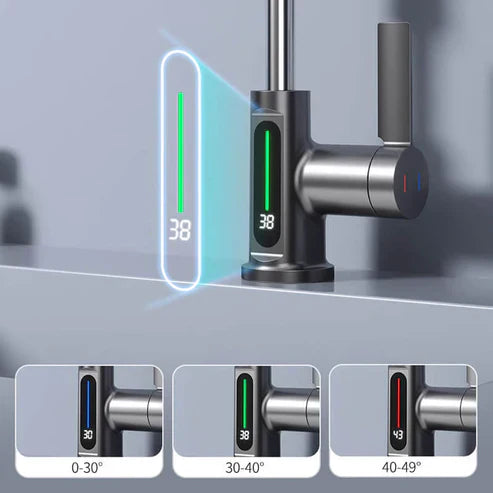 AquaGlide – Intelligenter digitaler Waschtischhahn mit drehbarem Kopf und LED Temperaturanzeige