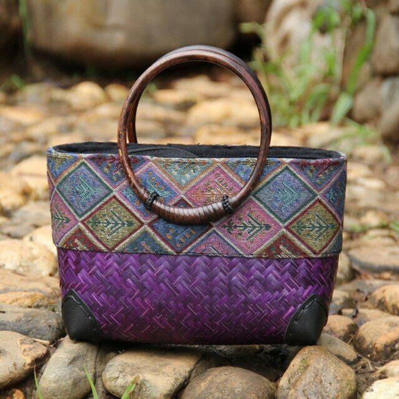 Alyssa – Handgefertigte Handtasche mit lebendigen Musterdetails und Reißverschlussfach