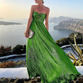 Patrice – Elegantes langes Maxikleid mit schulterfreiem und ärmellosem Design