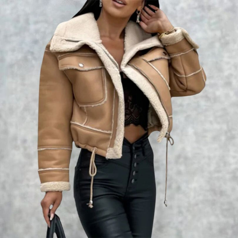 Mila - Warm Langärmelig Jacke Mit Taschen