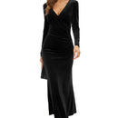 Zulema – Elegantes langärmliges Wickelkleid mit tiefem V Ausschnitt und schmaler Passform