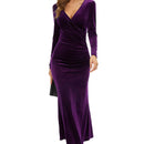 Zulema – Elegantes langärmliges Wickelkleid mit tiefem V Ausschnitt und schmaler Passform