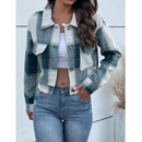 Yvaine - Langärmelige Bomberjacke mit Karomuster und Knöpfen