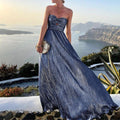 Patrice – Elegantes langes Maxikleid mit schulterfreiem und ärmellosem Design