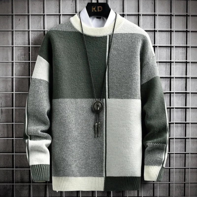 Richard - Karierter Pullover mit Rundhalsausschnitt und langen Ärmeln