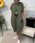 Sunniva – Stylisches Kurzarmkleid mit Rundhalsausschnitt und Taschen