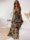 Dagmar - Modisches ärmelloses V Ausschnitt Kleid mit Blumendruck