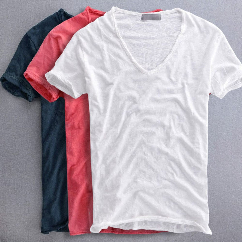 Rainer – Locker sitzendes V Ausschnitt Shirt mit kurzen Ärmeln
