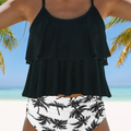Mayla – Leichtes Badeanzug Set mit hoher Taille und Rüschen und aufgedruckten Details
