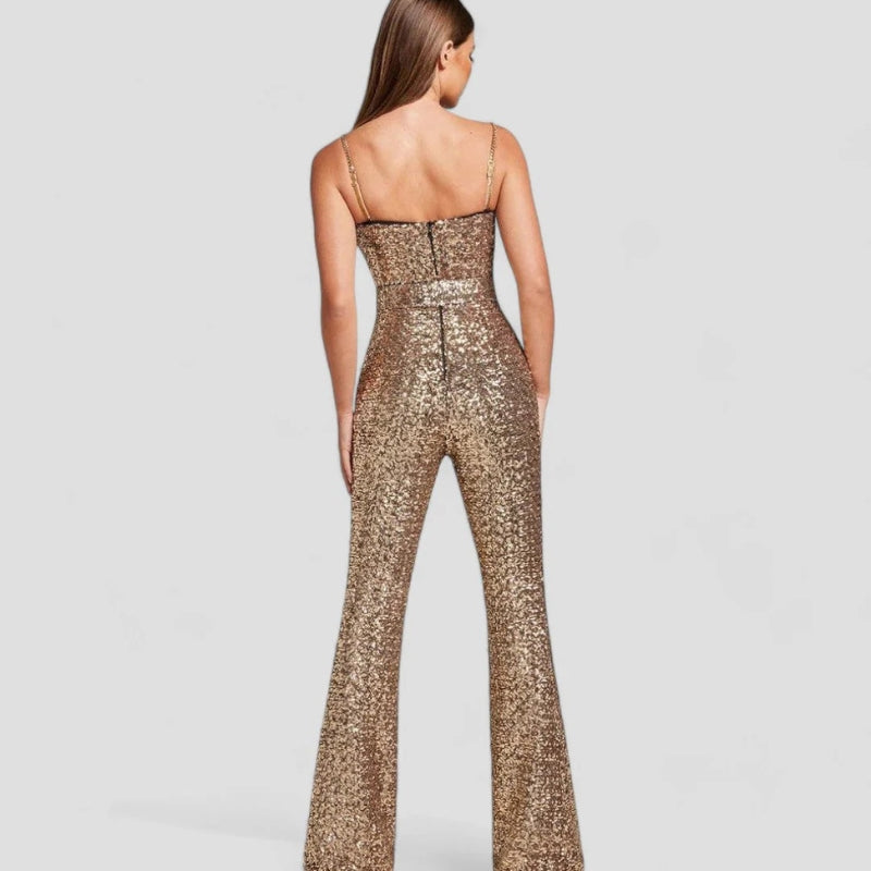 Emily – Stylischer ärmelloser Jumpsuit mit Spaghettiträgern und ausgestelltem Bein